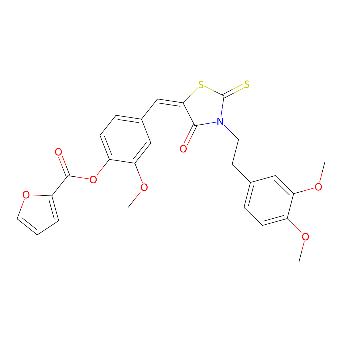 4-[(3-[2-(3,4-Dimethoxyphenyl)ethyl]-4-oxo-2-sulfanylidene-1,3-thiazolidin-5-ylidene]methyl-2-methoxyphenyl furan-2-carboxylate molecular structure, CAS 374102-99-5