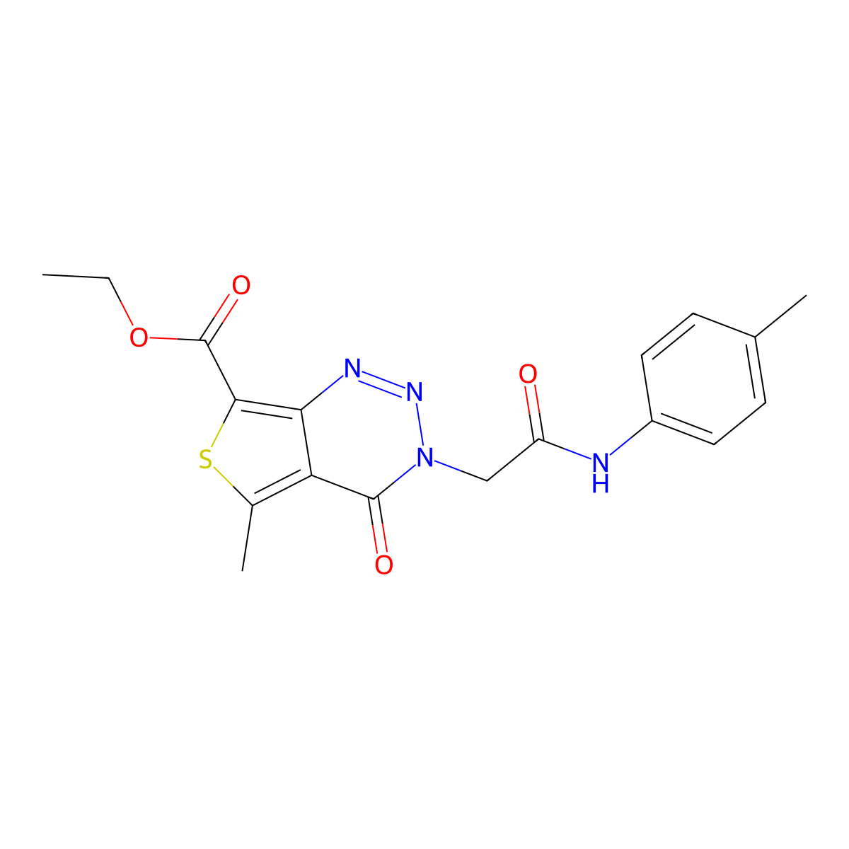 Ethyl 5-methyl-4-oxo-3-(2-oxo-2-(p-tolylamino)ethyl)-3,4-dihydrothieno[3,4-d][1,2,3]triazine-7-carboxylate molecular structure, CAS 374103-12-5