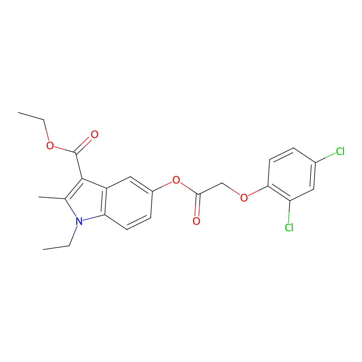 ethyl 5-{[(2,4-dichlorophenoxy)acetyl]oxy}-1-ethyl-2-methyl-1H-indole-3-carboxylate molecular structure, CAS 374103-19-2