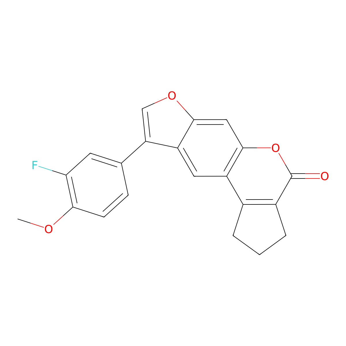 9-(3-fluoro-4-methoxyphenyl)-2,3-dihydrocyclopenta[c]furo[3,2-g]chromen-4(1H)-one molecular structure, CAS 374103-38-5