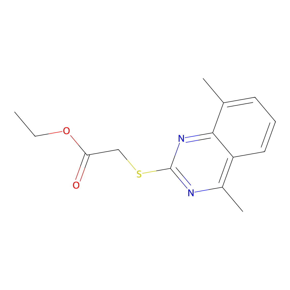 Ethyl 2-(4,8-dimethylquinazolin-2-yl)sulfanylacetate molecular structure, CAS 374104-18-4
