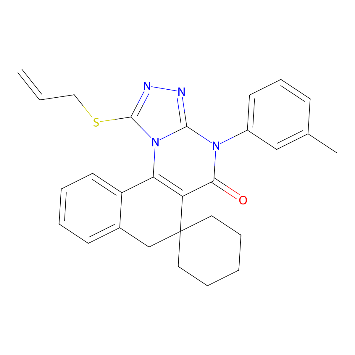 1-(allylthio)-4-(m-tolyl)-4H-spiro[benzo[h][1,2,4]triazolo[4,3-a]quinazoline-6,1'-cyclohexan]-5(7H)-one molecular structure, CAS 374104-53-7