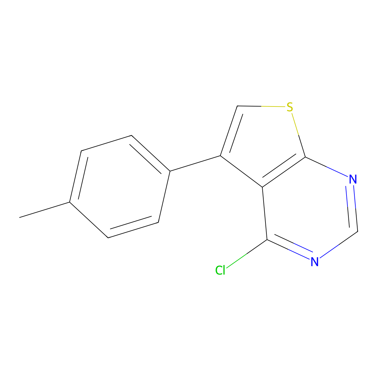 4-Chloro-5-(4-methylphenyl)thieno(2,3-d)pyrimidine molecular structure, CAS 374104-63-9