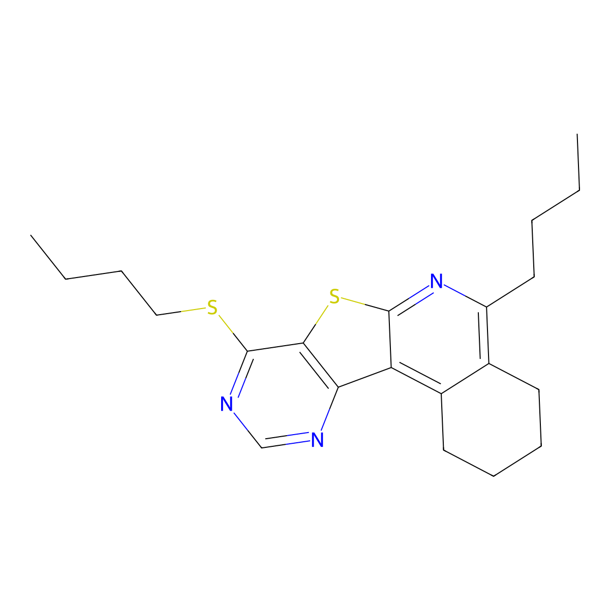5-Butyl-8-(butylsulfanyl)-1,2,3,4-tetrahydropyrimido[4',5':4,5]thieno[2,3-c]isoquinoline molecular structure, CAS 374104-64-0