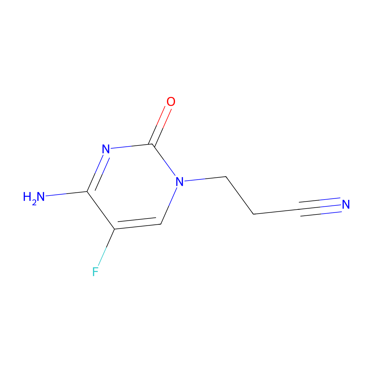 3-(4-amino-5-fluoro-2-oxopyrimidin-1(2H)-yl)propanenitrile molecular structure, CAS 374106-33-9