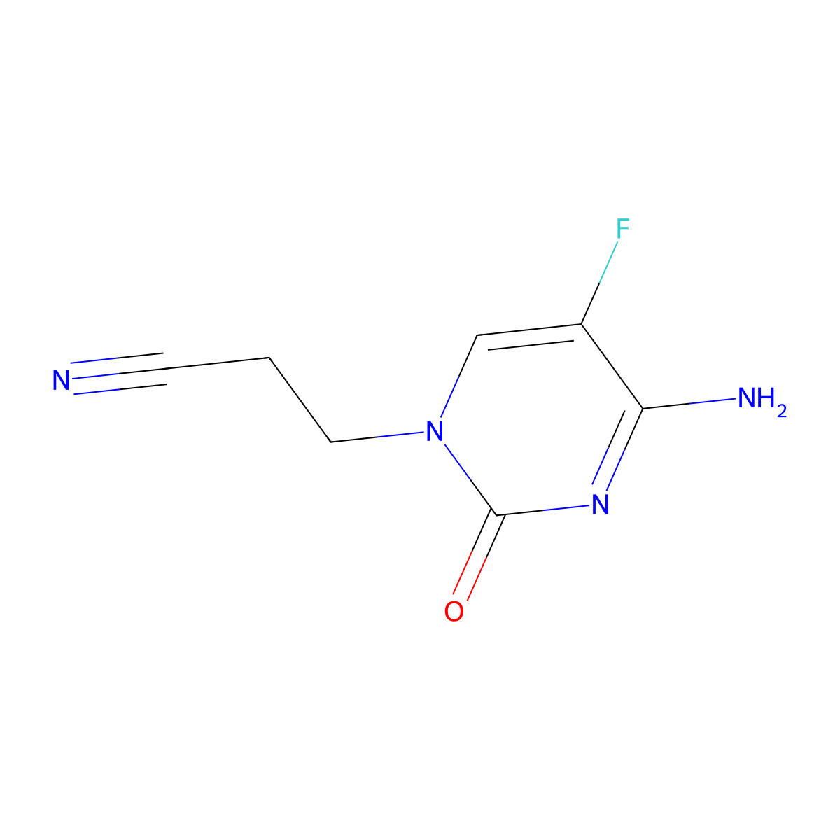 3-(4-amino-5-fluoro-2-oxopyrimidin-1(2H)-yl)propanenitrile molecular structure, CAS 374106-33-9