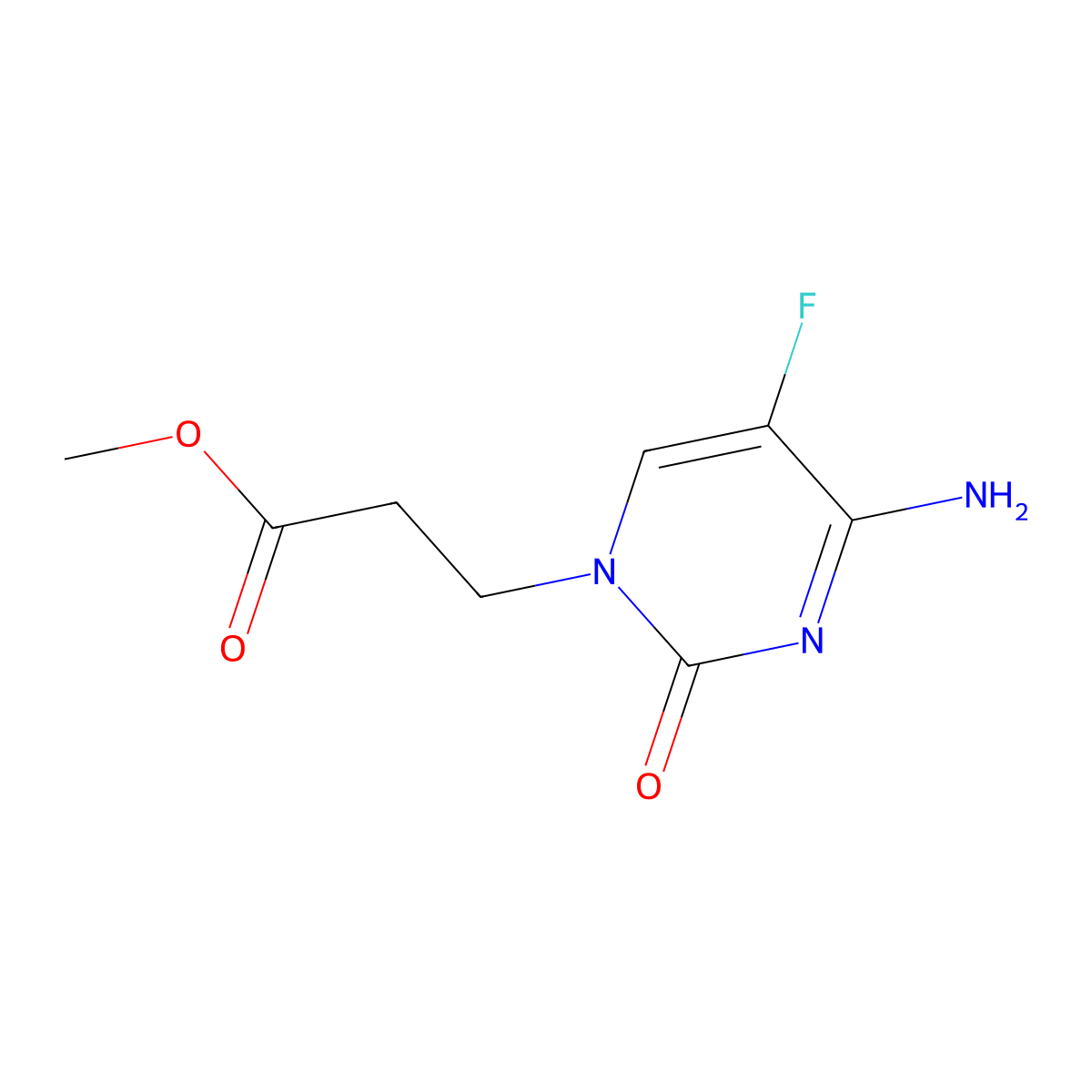 Methyl 4-amino-5-fluoro-2-oxo-1(2H)-pyrimidinepropanoate molecular structure, CAS 374106-34-0