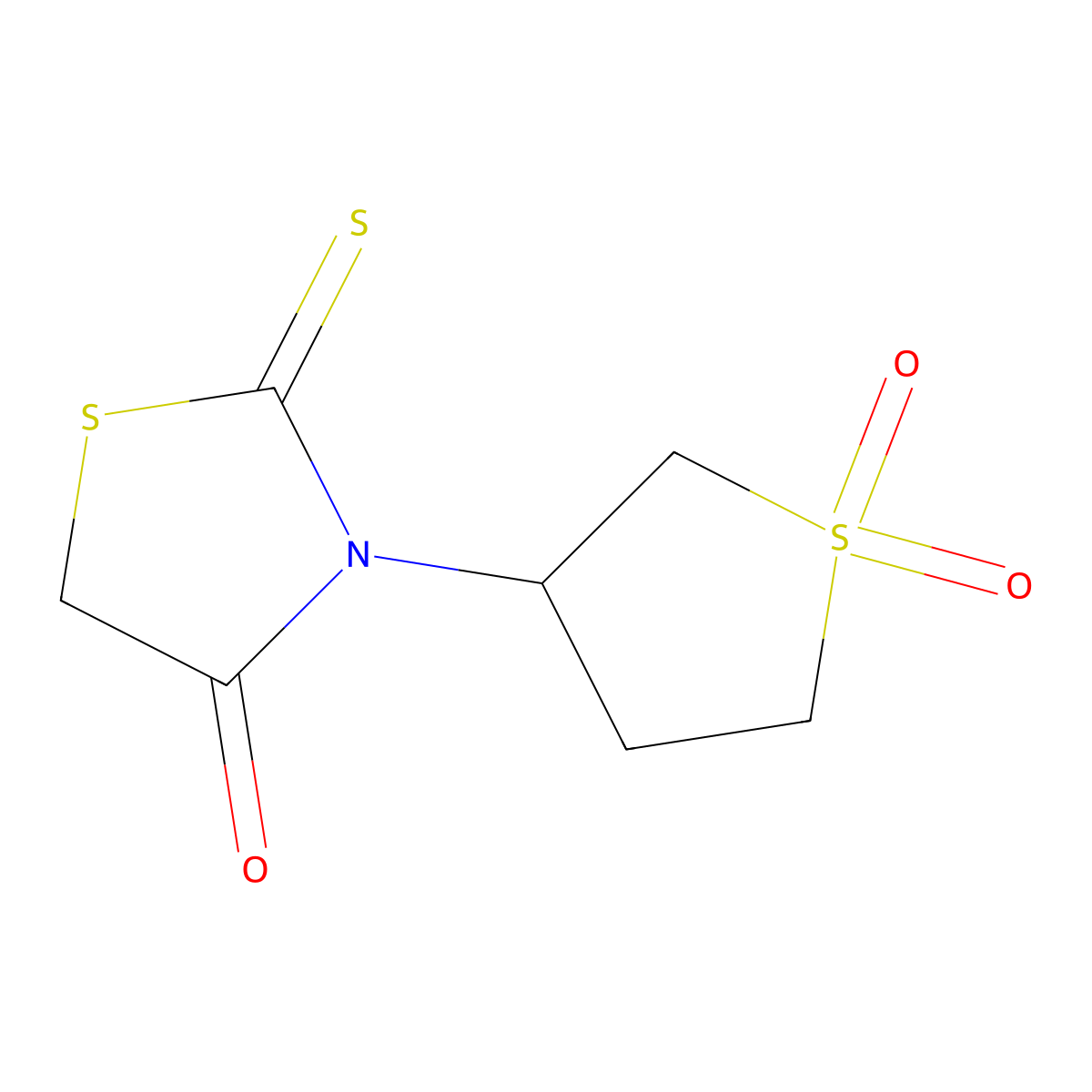 3-(4-Oxo-2-thioxo-1,3-thiazolidin-3-yl)thiolane-1,1-dione molecular structure, CAS 37411-04-4