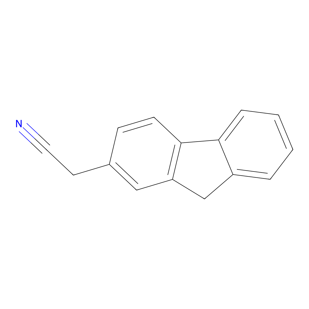 2-(9H-fluoren-2-yl)acetonitrile molecular structure, CAS 37411-83-9