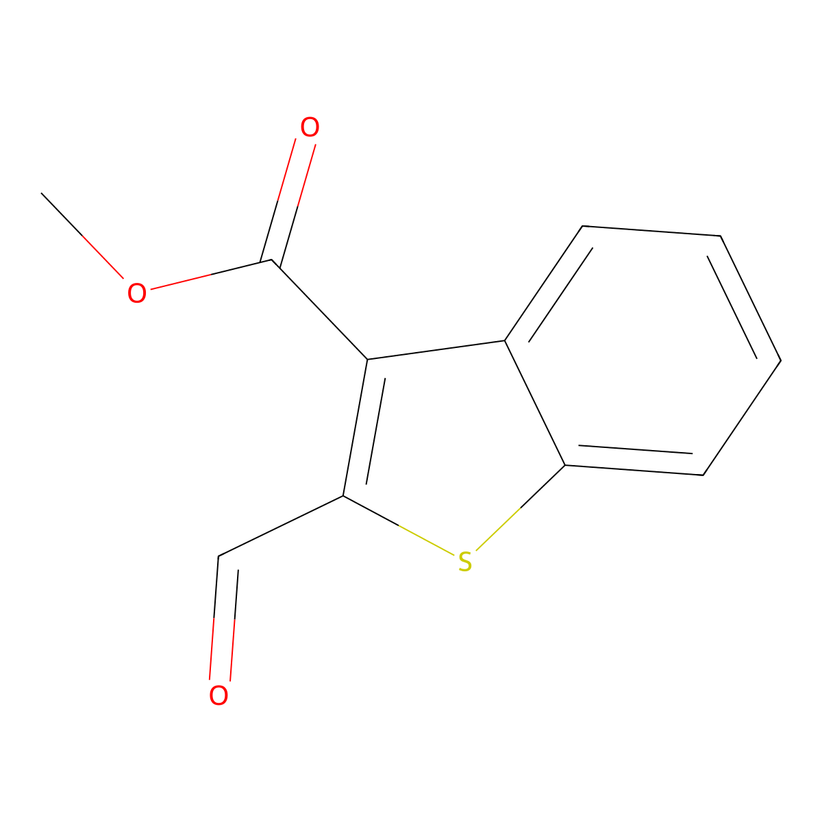 Methyl 2-formyl-1-benzothiophene-3-carboxylate molecular structure, CAS 37412-05-8