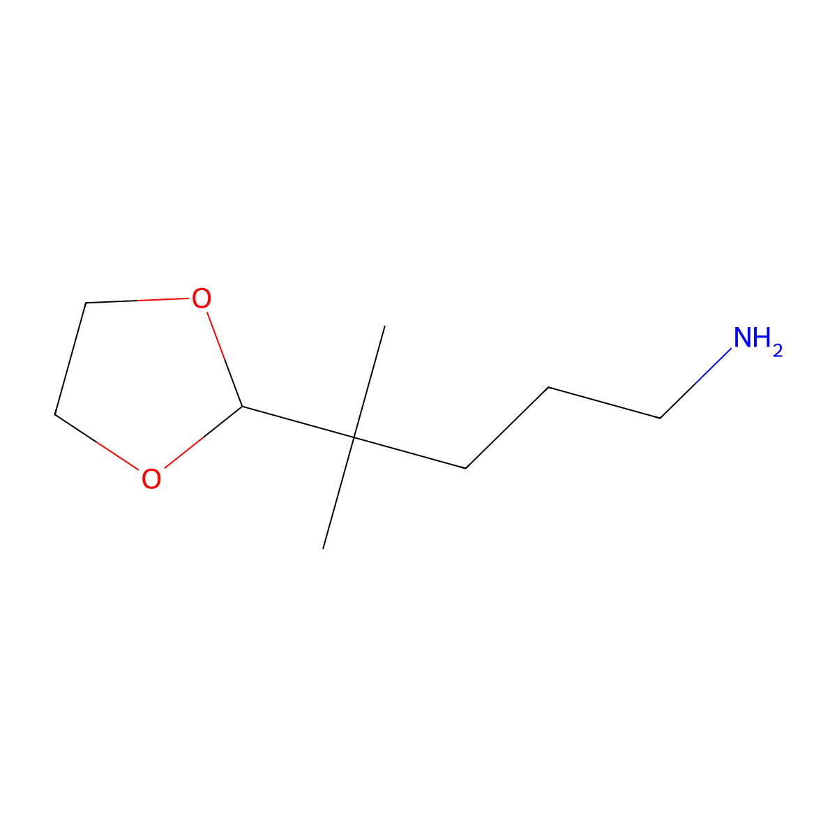 4-(1,3-Dioxolan-2-yl)-4-methylpentan-1-amine molecular structure, CAS 37414-85-0