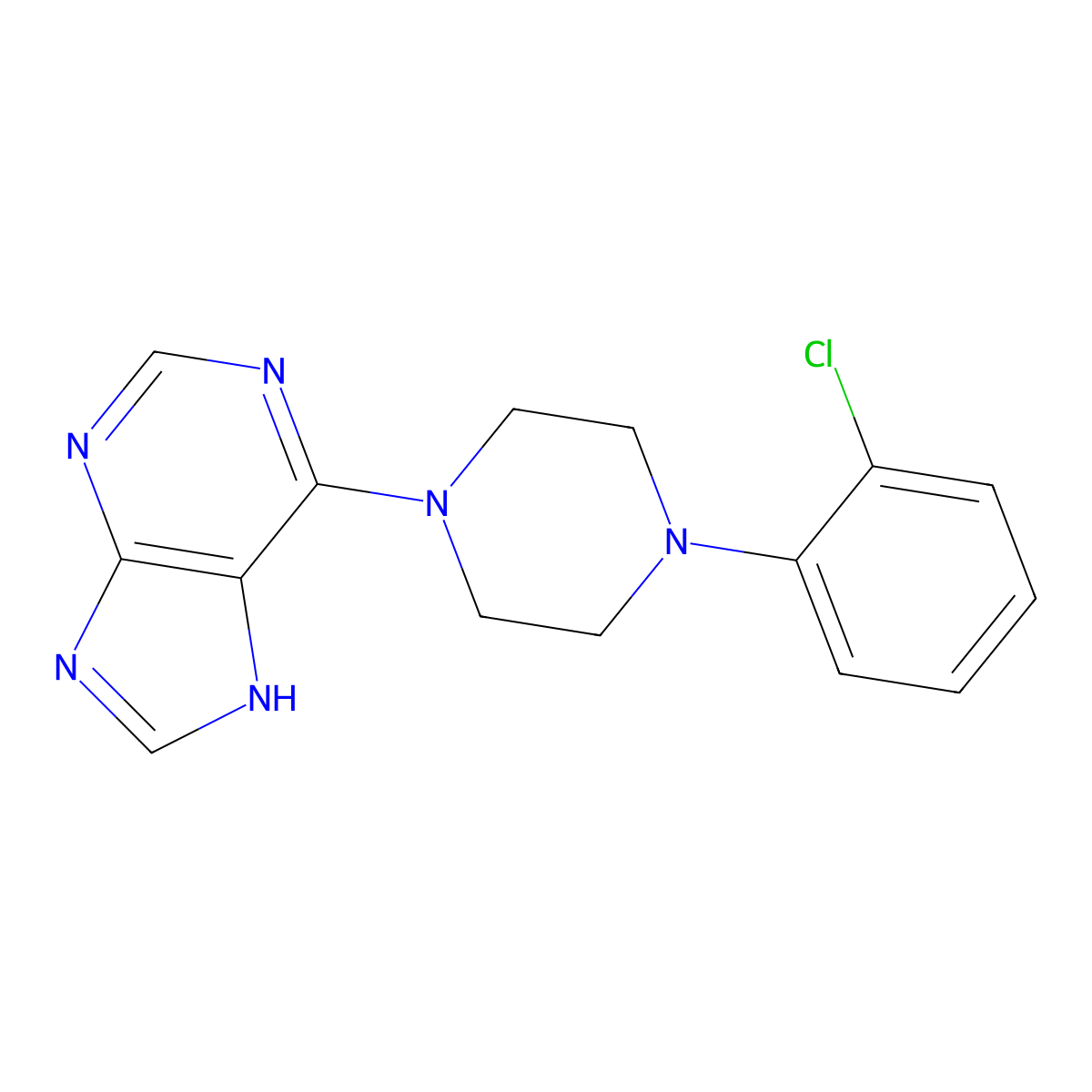 6-[4-(2-chlorophenyl)piperazin-1-yl]-7H-purine molecular structure, CAS 37425-49-3