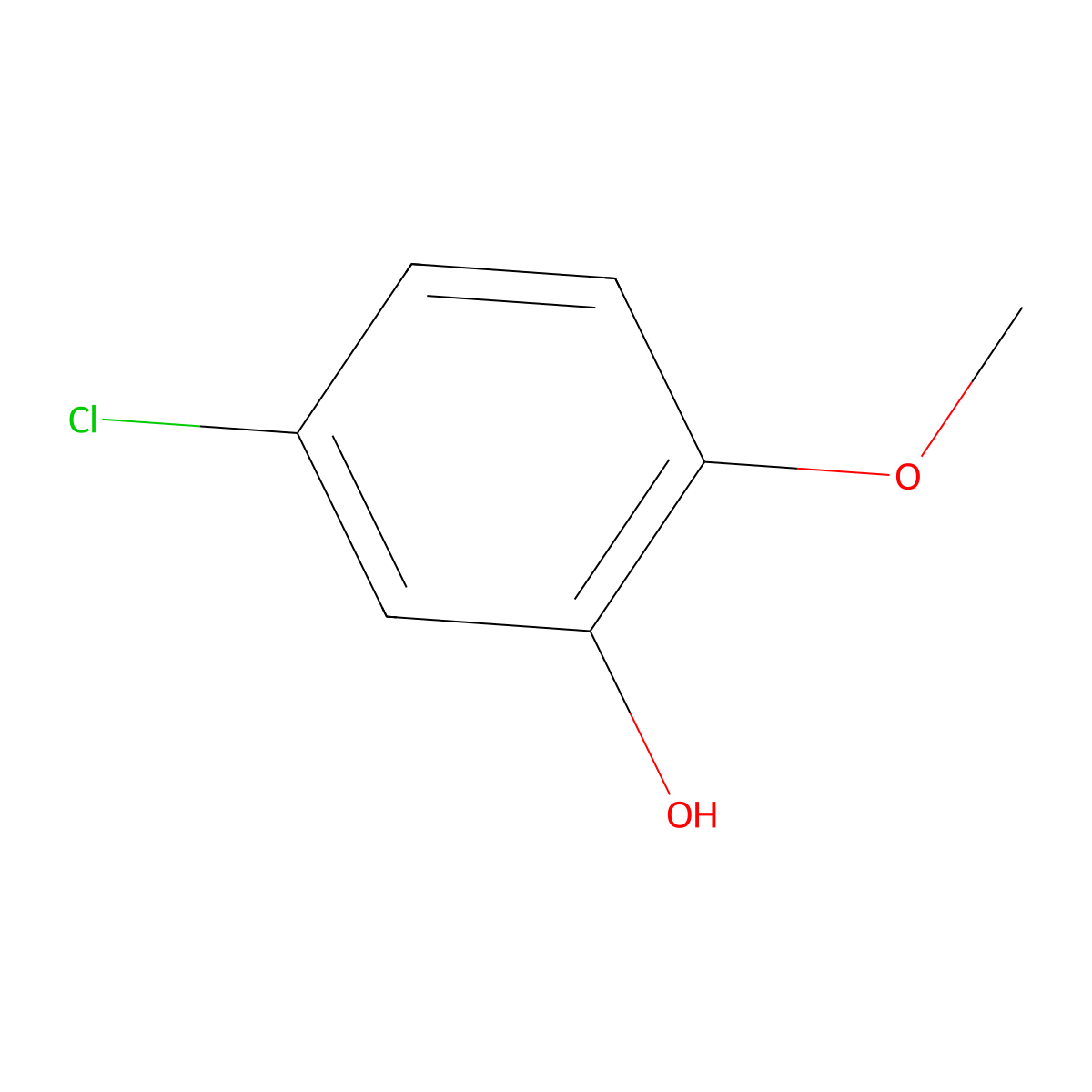 Phenol, 5-chloro-2-methoxy- molecular structure, CAS 3743-23-5