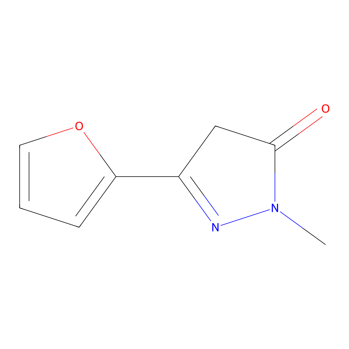 3-(furan-2-yl)-1-methyl-4,5-dihydro-1H-pyrazol-5-one molecular structure, CAS 37432-58-9