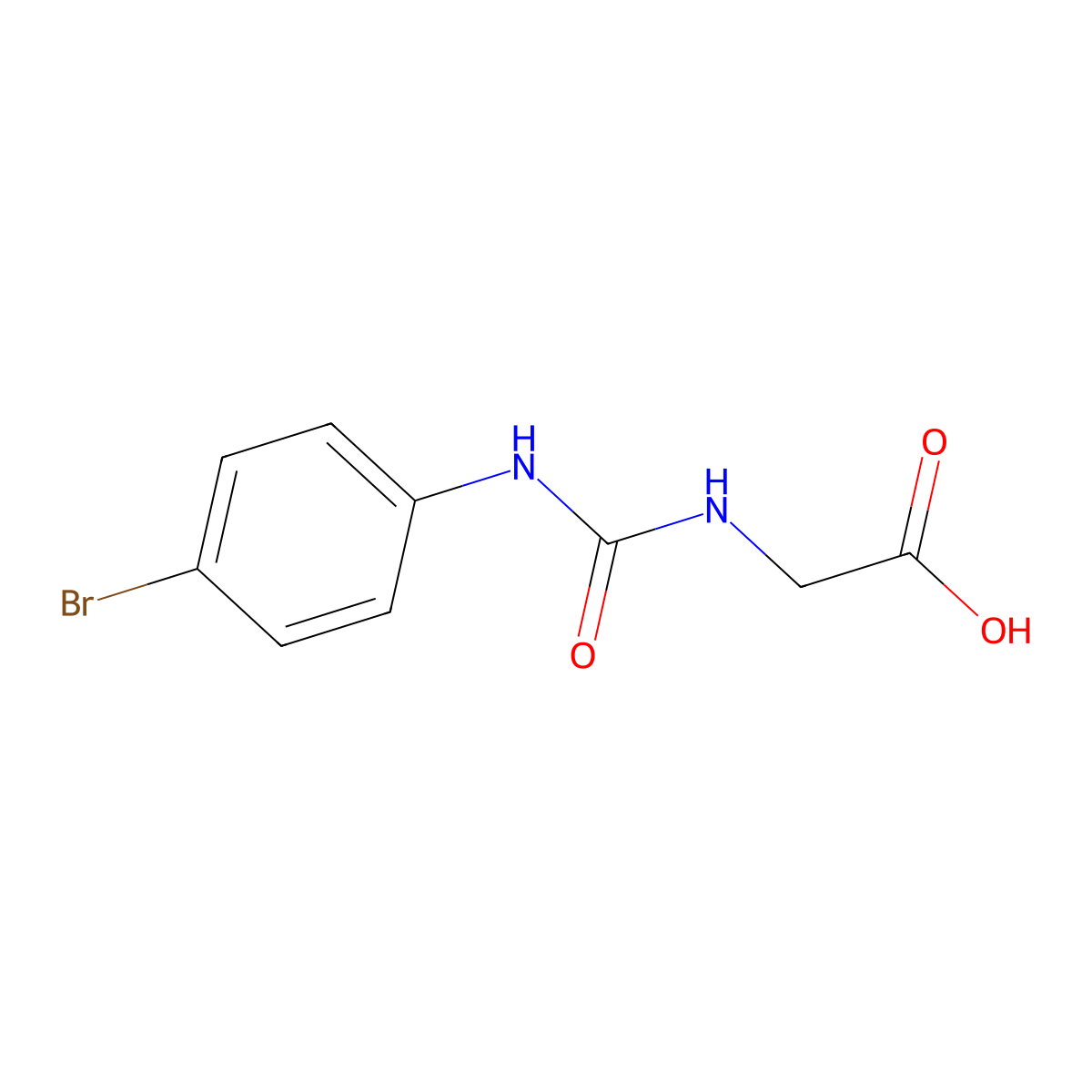 2-(((4-Bromophenyl)carbamoyl)amino)acetic acid molecular structure, CAS 3744-13-6