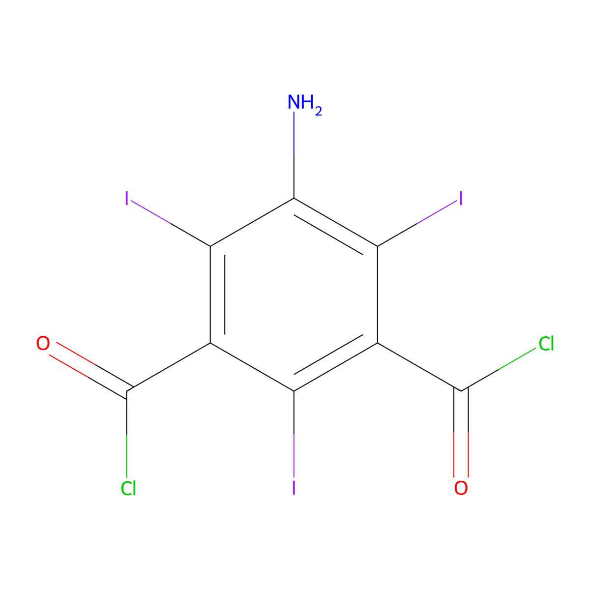 5-Amino-2,4,6-triiodoisophthaloyl dichloride molecular structure, CAS 37441-29-5
