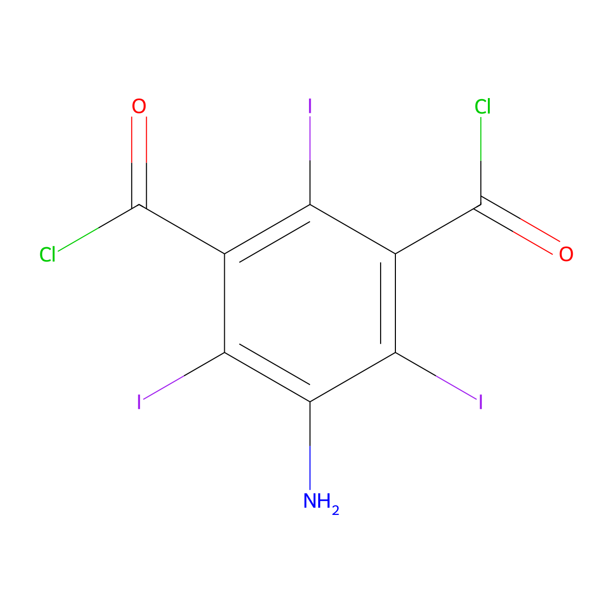 5-Amino-2,4,6-triiodoisophthaloyl dichloride molecular structure, CAS 37441-29-5