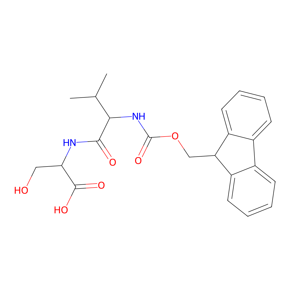 (2S)-2-[(2S)-2-({[(9H-fluoren-9-yl)methoxy]carbonyl}amino)-3-methylbutanamido]-3-hydroxypropanoic acid molecular structure, CAS 374536-00-2
