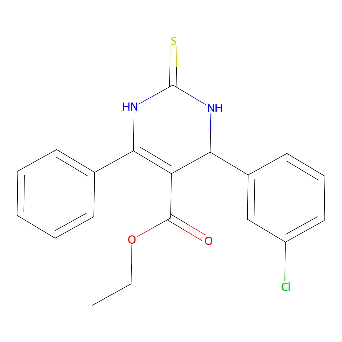 Ethyl 4-(3-chlorophenyl)-6-phenyl-2-thioxo-1,2,3,4-tetrahydropyrimidine-5-carboxylate molecular structure, CAS 374542-28-6