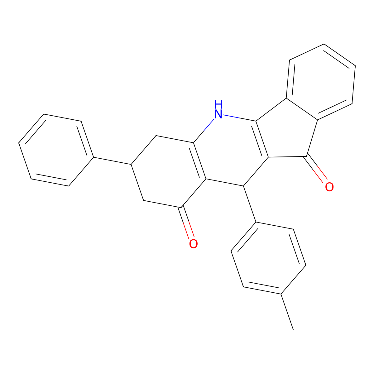 10-(4-methylphenyl)-7-phenyl-6,7,8,10-tetrahydro-5H-indeno[1,2-b]quinoline-9,11-dione molecular structure, CAS 374543-46-1