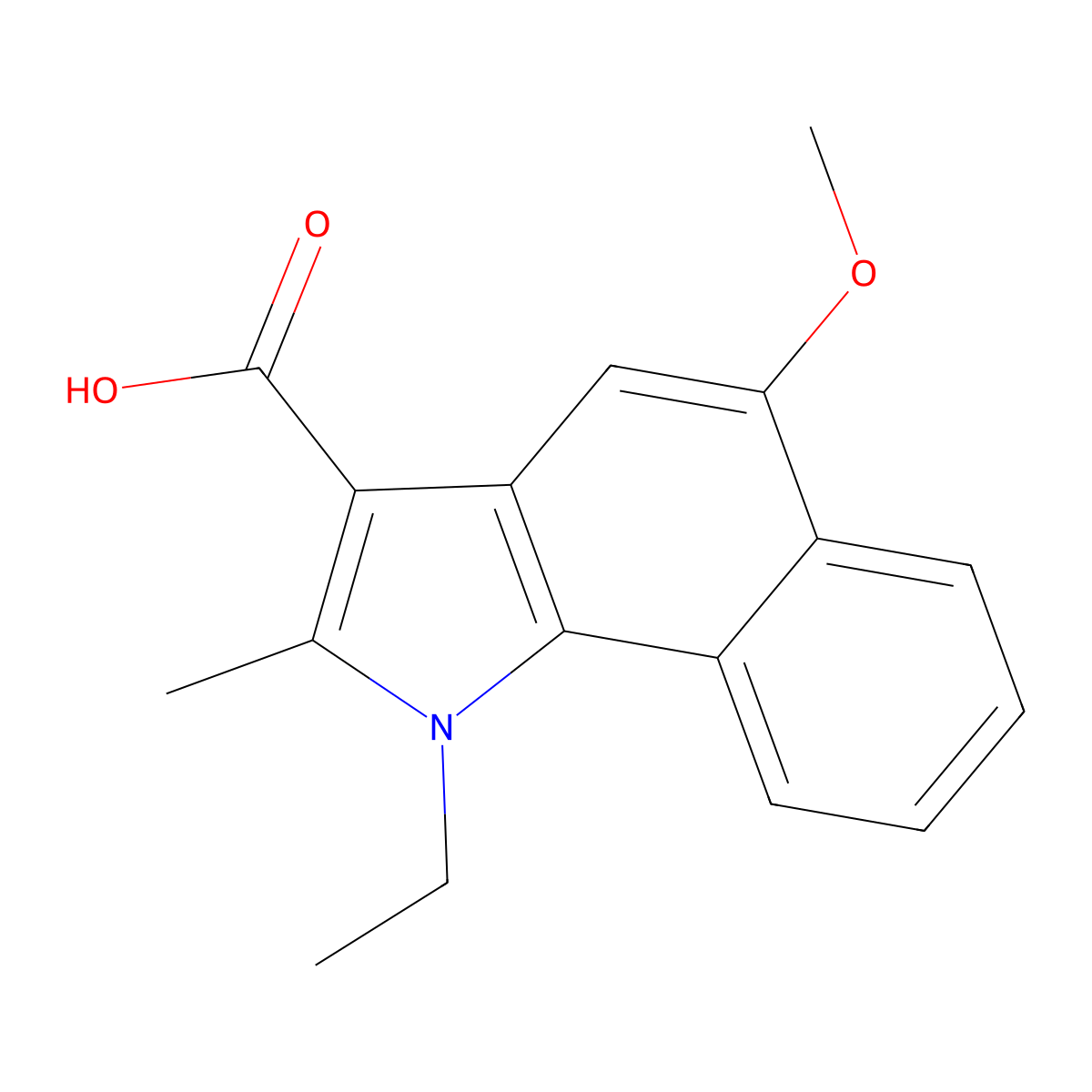1-ethyl-5-methoxy-2-methyl-1H-benzo[g]indole-3-carboxylic acid molecular structure, CAS 374544-14-6
