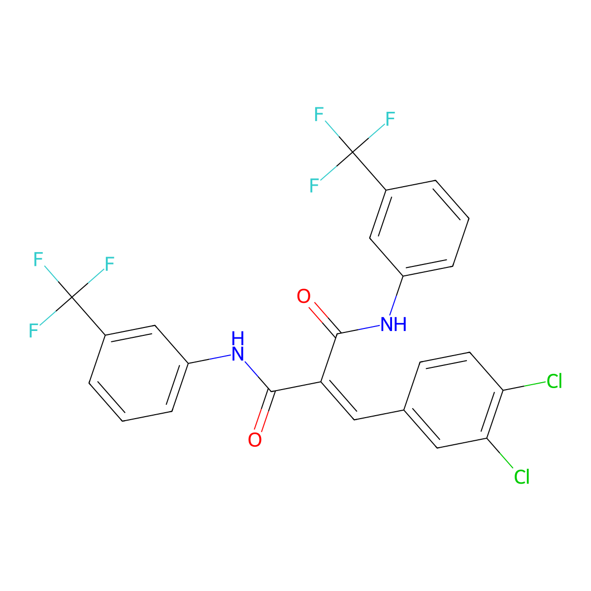 2-(3,4-Dichlorobenzylidene)-N(1),N(3)-bis(3-(trifluoromethyl)phenyl)malonamide molecular structure, CAS 374544-56-6