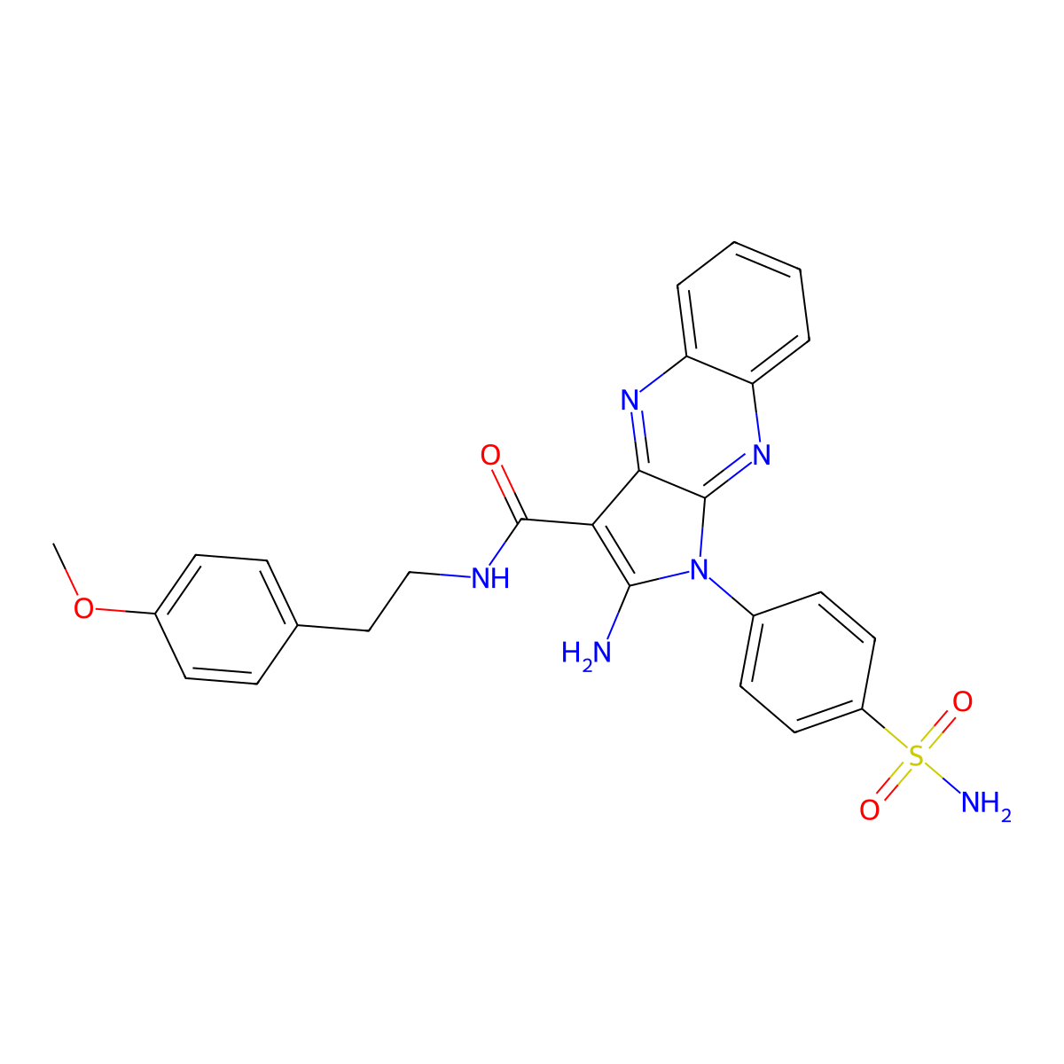 2-amino-N-[2-(4-methoxyphenyl)ethyl]-1-(4-sulfamoylphenyl)-1H-pyrrolo[2,3-b]quinoxaline-3-carboxamide molecular structure, CAS 374544-66-8