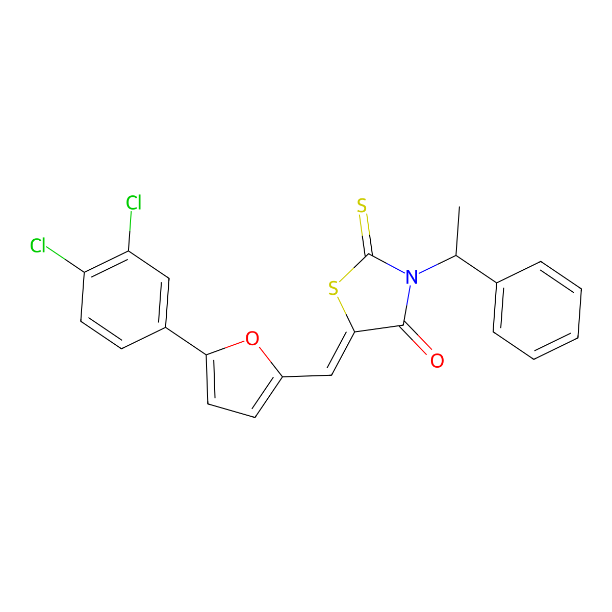 5-{[5-(3,4-Dichlorophenyl)furan-2-yl]methylidene}--3-(1-phenylethyl)-2-sulfanylidene-1,3-thiazolidin-4-one molecular structure, CAS 374544-81-7