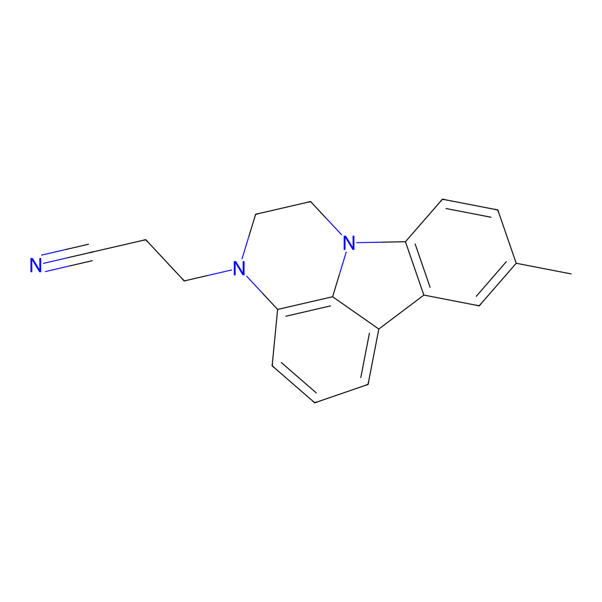 3-(8-methyl-1H-pyrazino[3,2,1-jk]carbazol-3(2H)-yl)propanenitrile molecular structure, CAS 374545-66-1