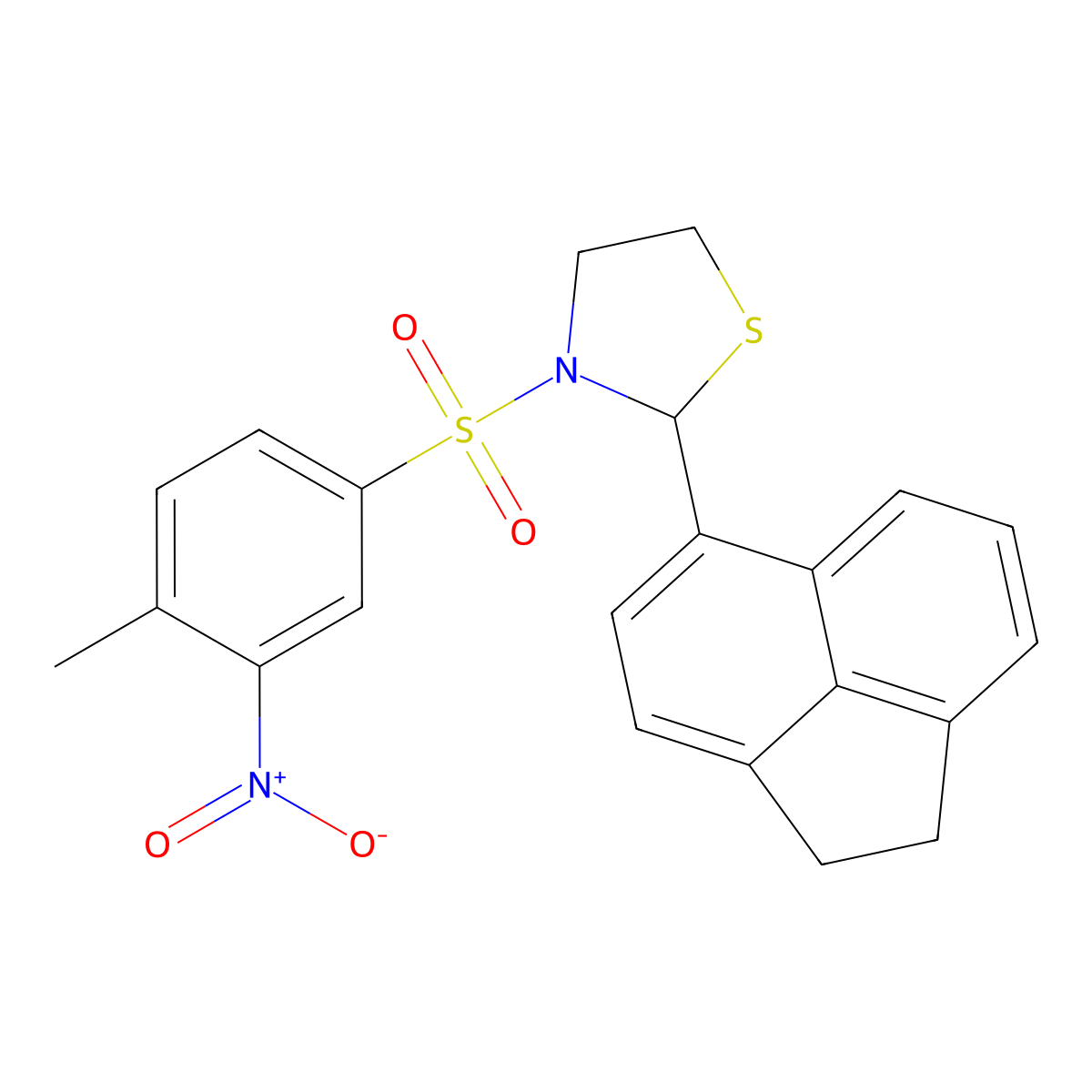 2-(1,2-Dihydroacenaphthylen-5-yl)-3-((4-methyl-3-nitrophenyl)sulfonyl)thiazolidine molecular structure, CAS 374545-89-8