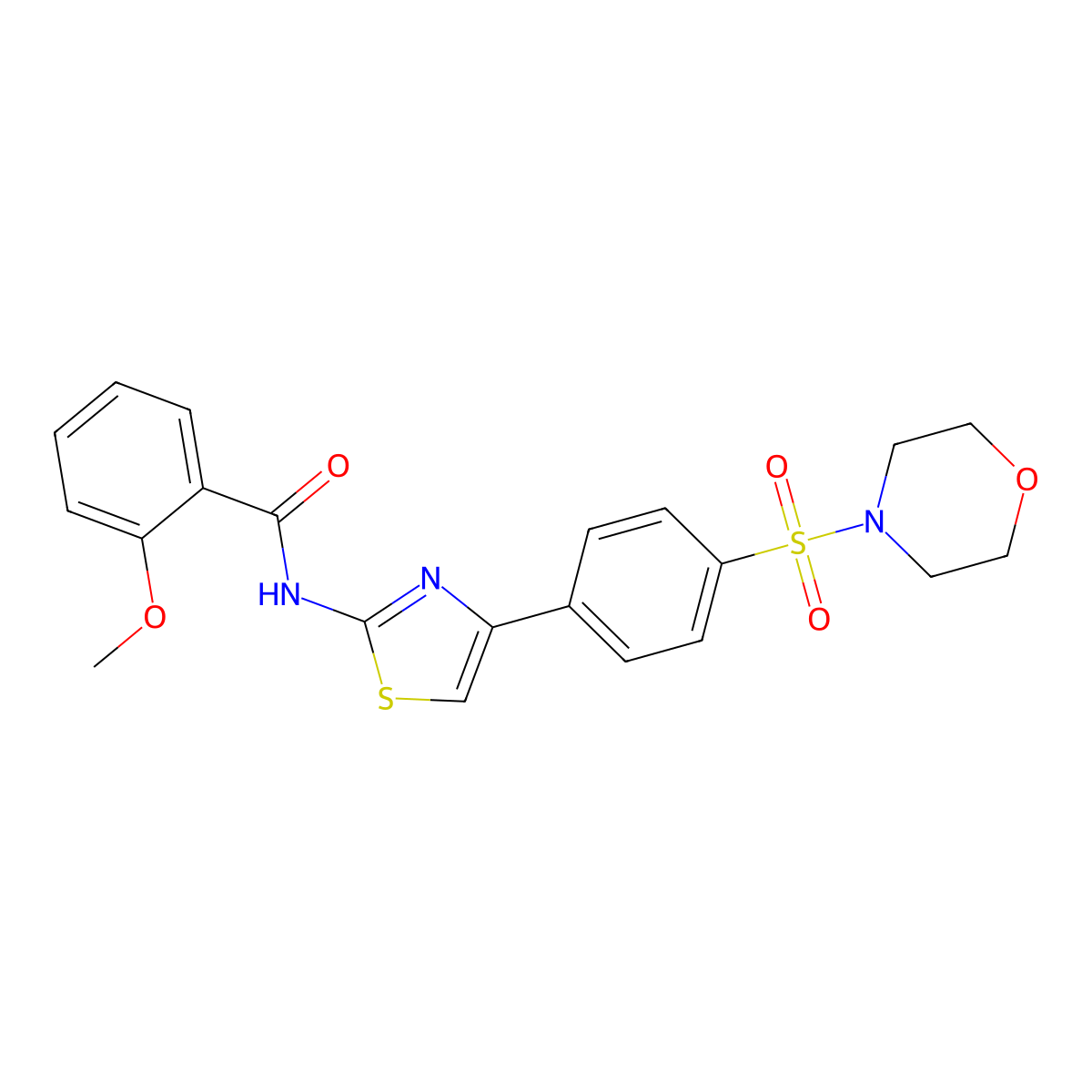 2-Methoxy-N-{4-[4-(morpholine-4-sulfonyl)-phenyl]-thiazol-2-yl}-benzamide molecular structure, CAS 374546-32-4