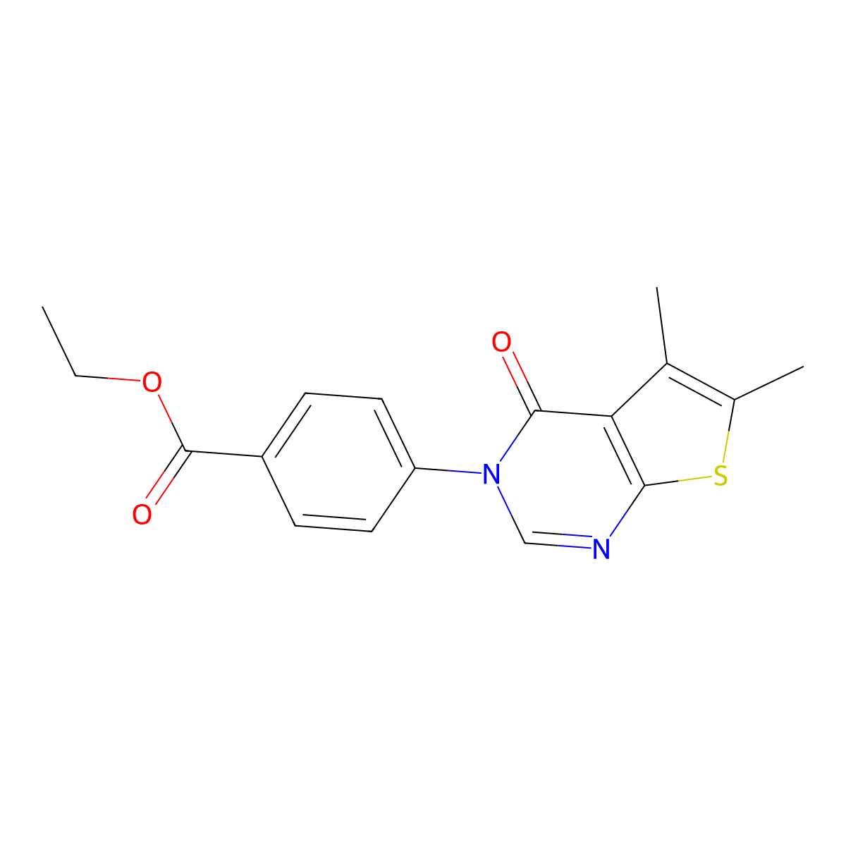 ethyl 4-(5,6-dimethyl-4-oxothieno[2,3-d]pyrimidin-3(4H)-yl)benzoate molecular structure, CAS 374546-60-8