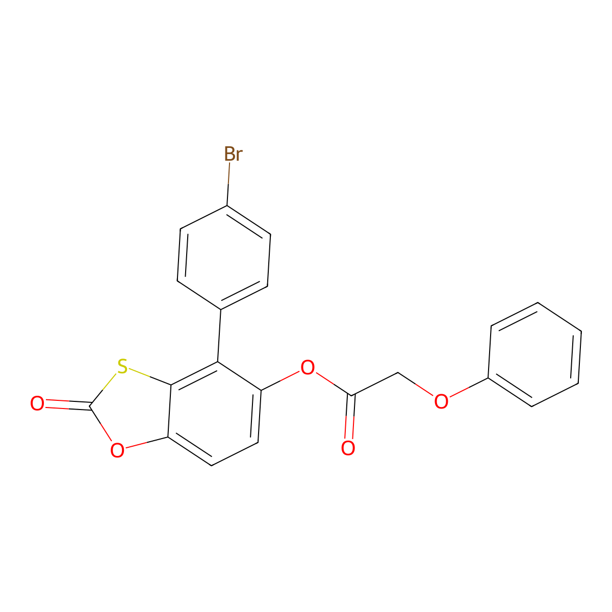 4-(4-Bromophenyl)-2-oxo-1,3-benzoxathiol-5-yl phenoxyacetate molecular structure, CAS 374546-90-4