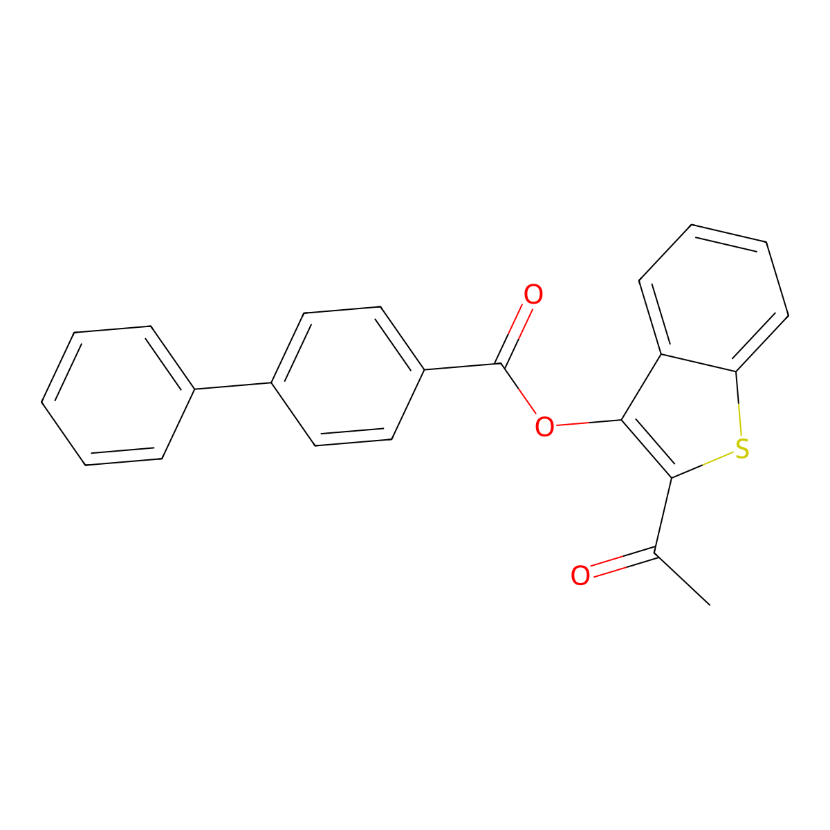 (2-Acetyl-1-benzothiophen-3-yl) 4-phenylbenzoate molecular structure, CAS 374547-17-8