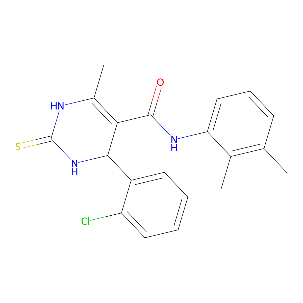 4-(2-chlorophenyl)-N-(2,3-dimethylphenyl)-6-methyl-2-thioxo-1,2,3,4-tetrahydropyrimidine-5-carboxamide molecular structure, CAS 374547-41-8
