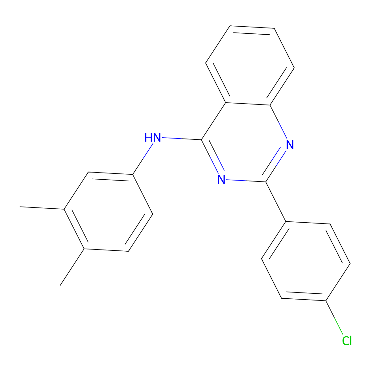 2-(4-chlorophenyl)-N-(3,4-dimethylphenyl)quinazolin-4-amine molecular structure, CAS 374547-59-8