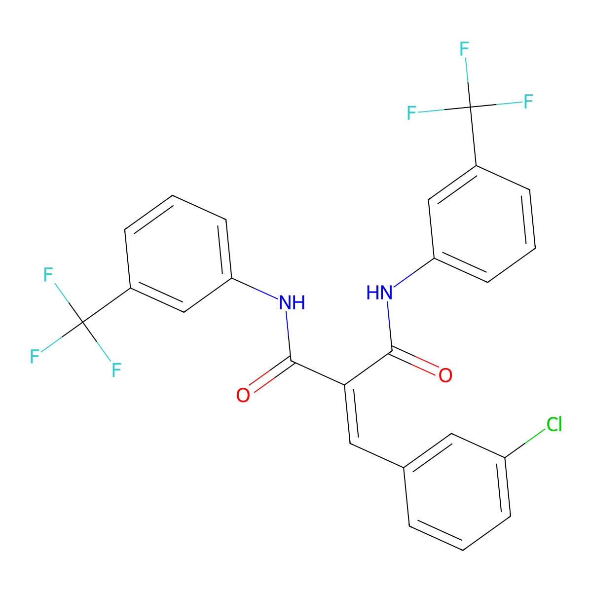 2-(3-chlorobenzylidene)-N,N'-bis[3-(trifluoromethyl)phenyl]propanediamide molecular structure, CAS 374547-88-3
