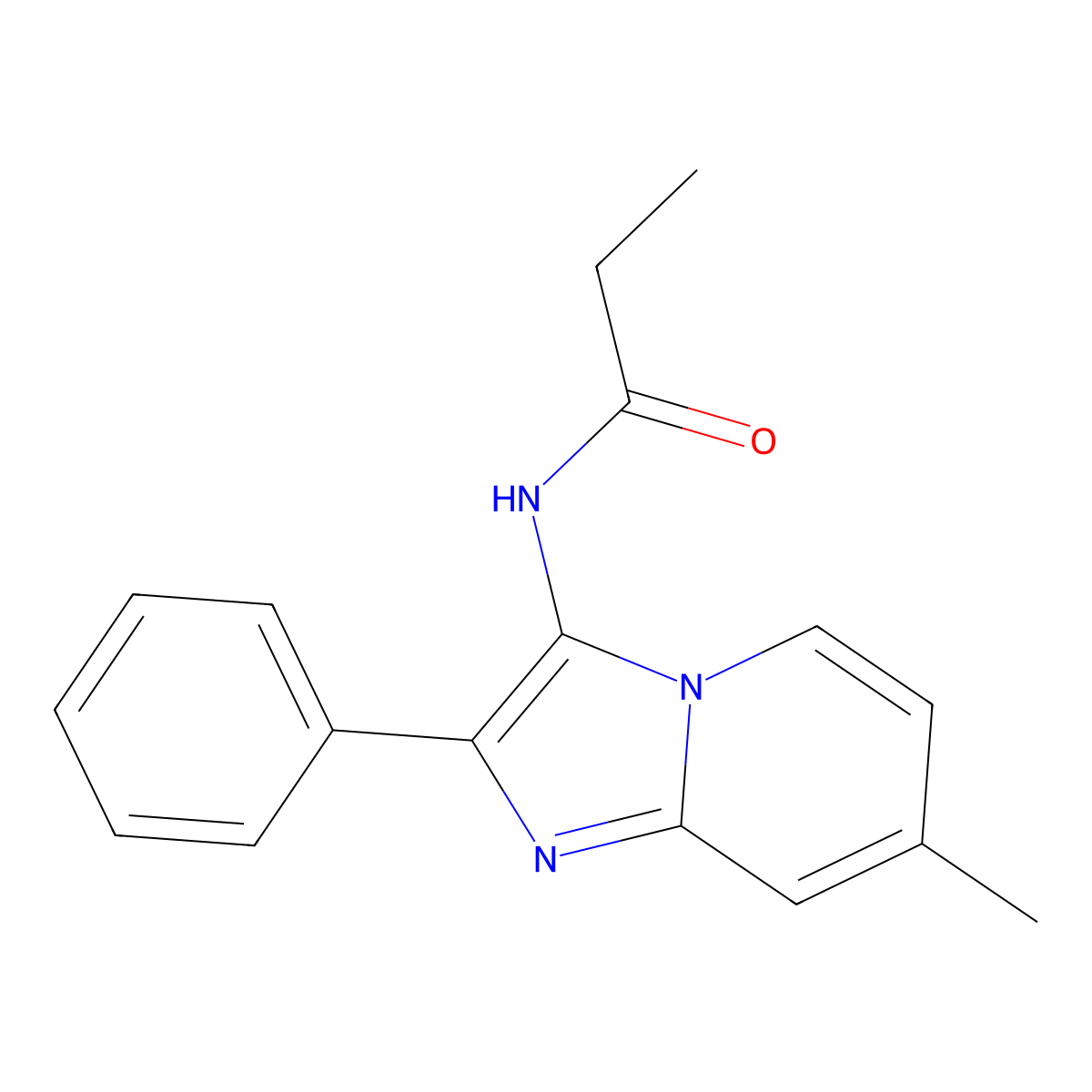 N-(7-methyl-2-phenylimidazo[1,2-a]pyridin-3-yl)propanamide molecular structure, CAS 374548-12-6