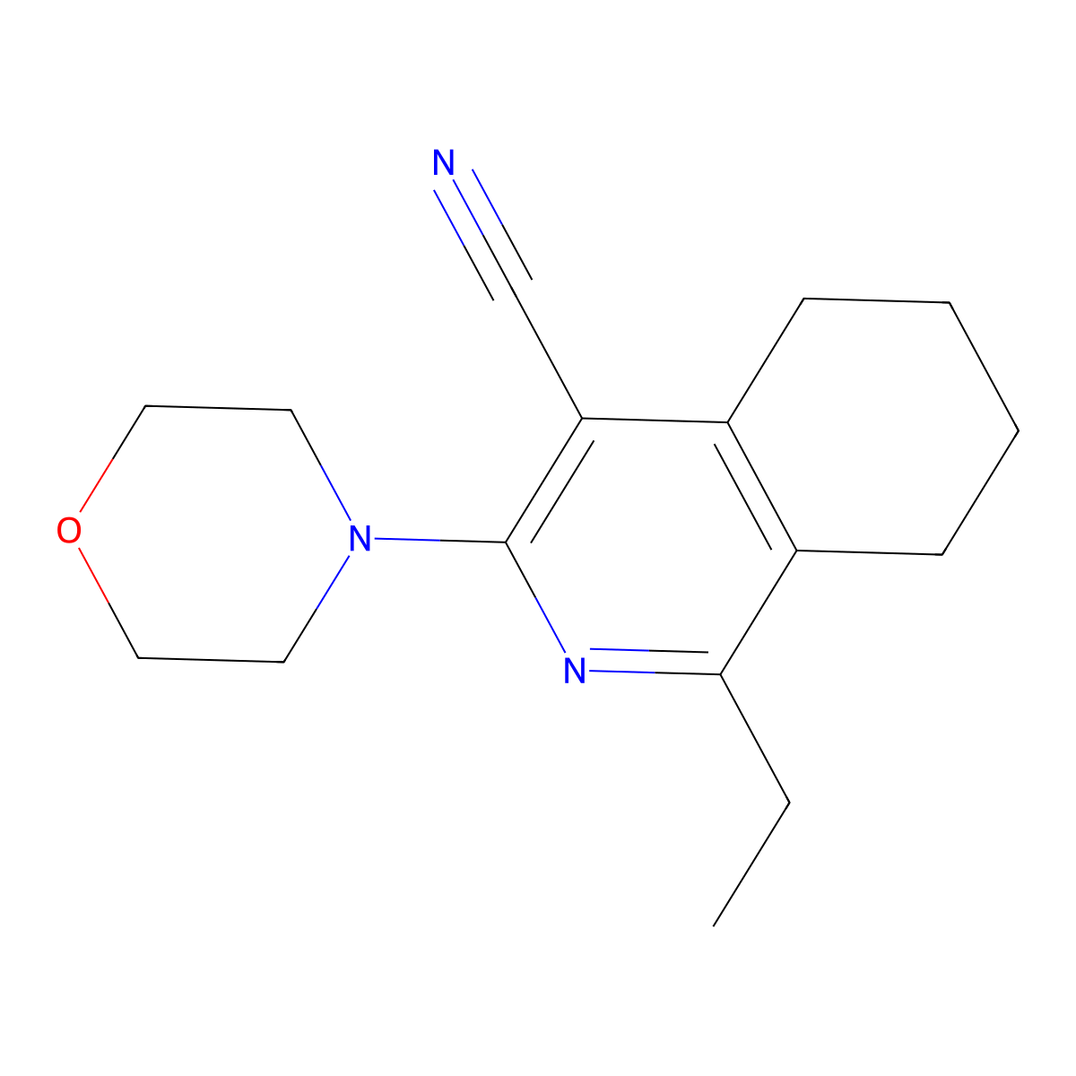 1-Ethyl-3-morpholin-4-yl-5,6,7,8-tetrahydroisoquinoline-4-carbonitrile molecular structure, CAS 374548-18-2