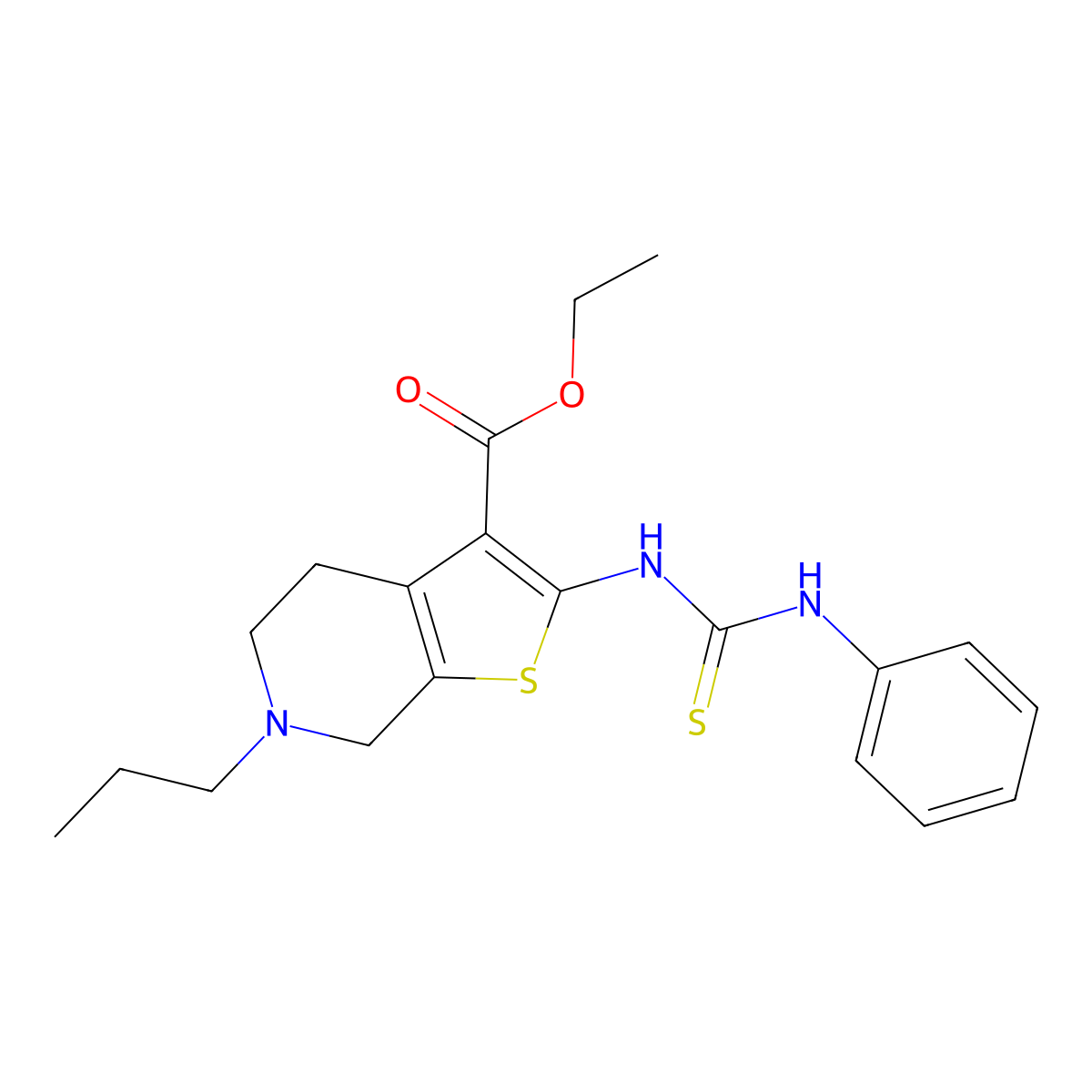 Ethyl 2-(3-phenylthioureido)-6-propyl-4,5,6,7-tetrahydrothieno[2,3-c]pyridine-3-carboxylate molecular structure, CAS 374548-48-8