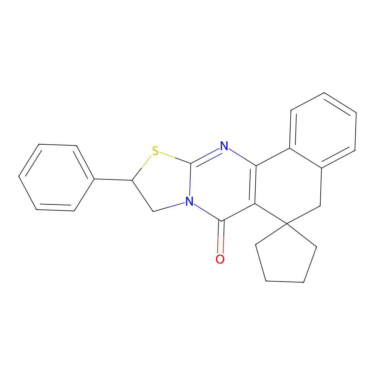 10-phenyl-9,10-dihydrospiro[benzo[h]thiazolo[2,3-b]quinazoline-6,1'-cyclopentan]-7(5H)-one molecular structure, CAS 374548-50-2