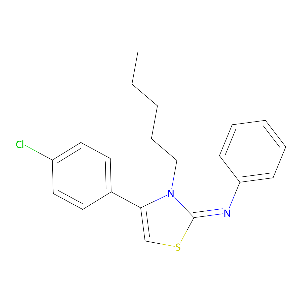 N-(4-(4-Chlorophenyl)-3-pentyl-1,3-thiazol-2(3H)-ylidene)aniline molecular structure, CAS 374548-96-6
