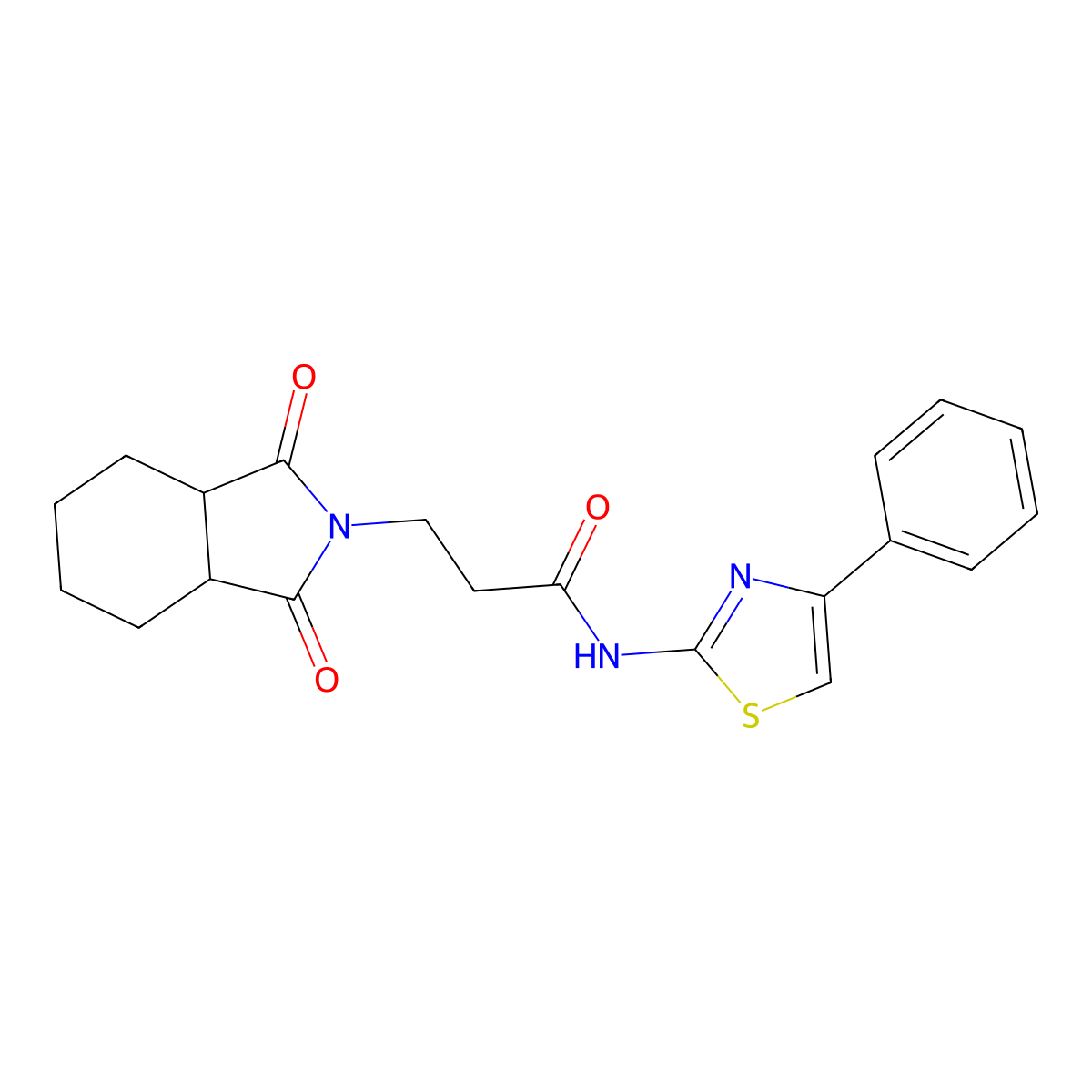 3-(1,3-dioxooctahydro-2H-isoindol-2-yl)-N-(4-phenyl-1,3-thiazol-2-yl)propanamide molecular structure, CAS 374549-23-2