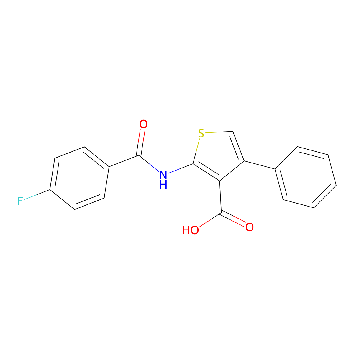 2-(4-Fluoro-benzoylamino)-4-phenyl-thiophene-3-carboxylic acid molecular structure, CAS 374549-27-6