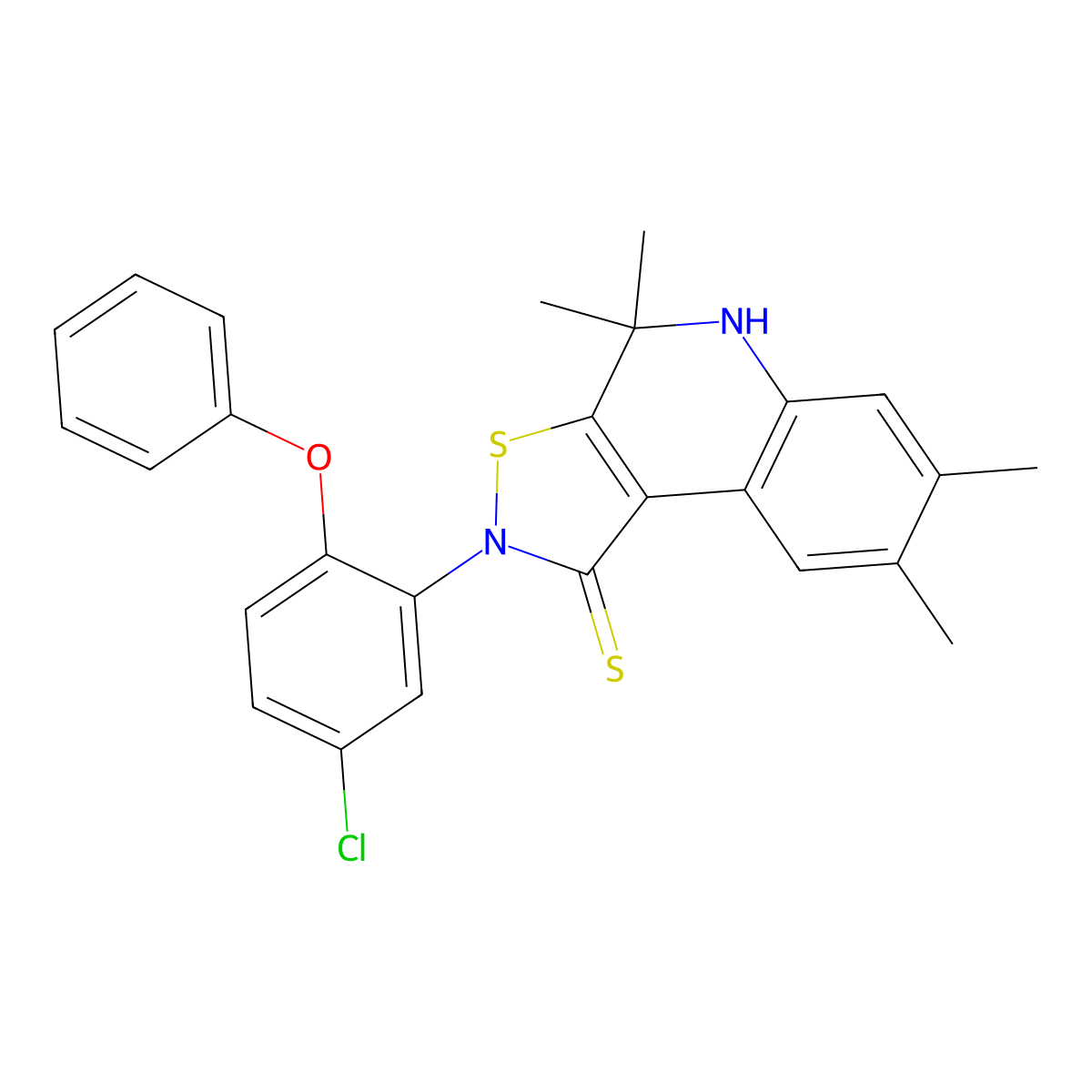 2-(5-chloro-2-phenoxyphenyl)-4,4,7,8-tetramethyl-4,5-dihydroisothiazolo[5,4-c]quinoline-1(2H)-thione molecular structure, CAS 374550-19-3