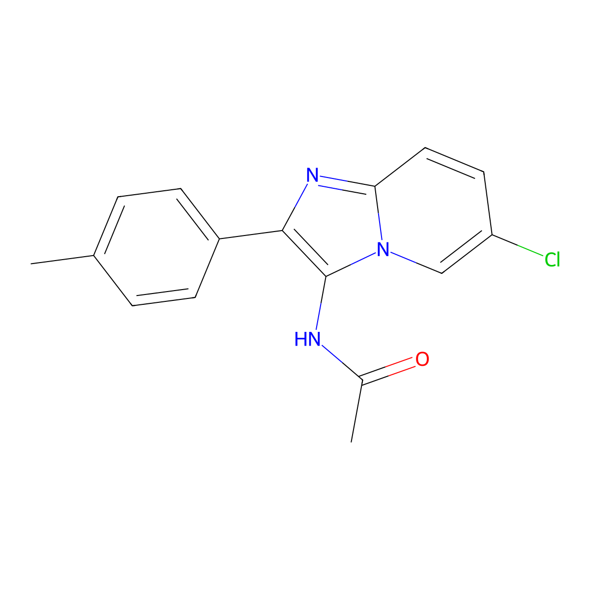 N-[6-chloro-2-(4-methylphenyl)imidazo[1,2-a]pyridin-3-yl]acetamide molecular structure, CAS 374550-37-5