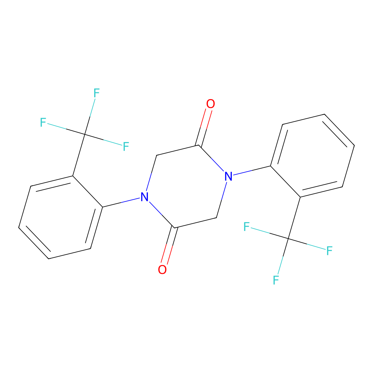 1,4-Bis[2-(trifluoromethyl)phenyl]piperazine-2,5-dione molecular structure, CAS 374550-53-5