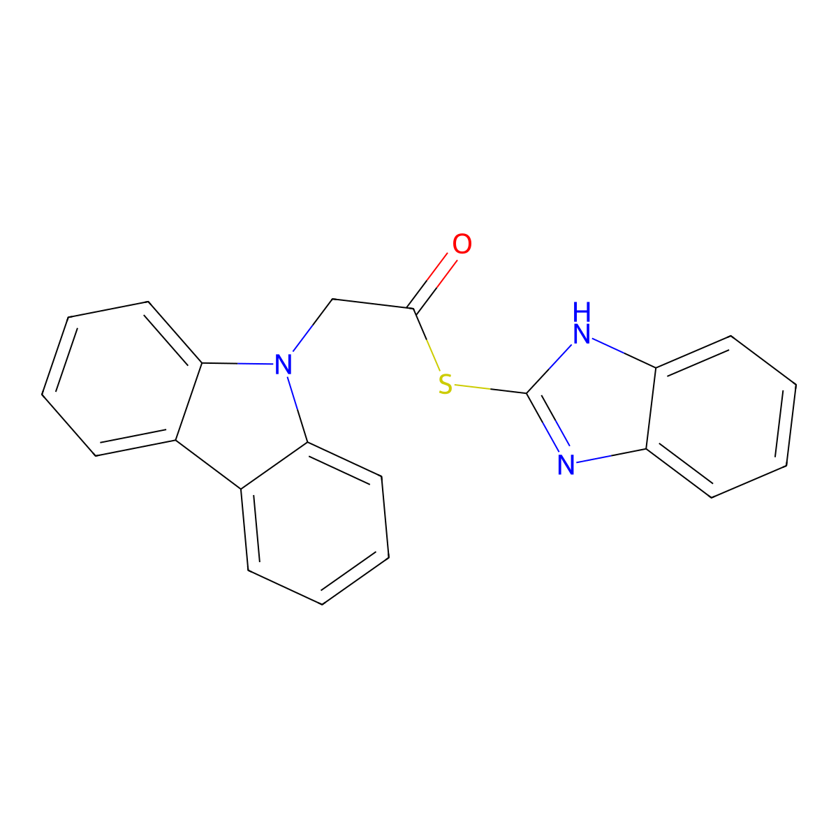S-1H-benzimidazol-2-yl 9H-carbazol-9-ylethanethioate molecular structure, CAS 374550-66-0