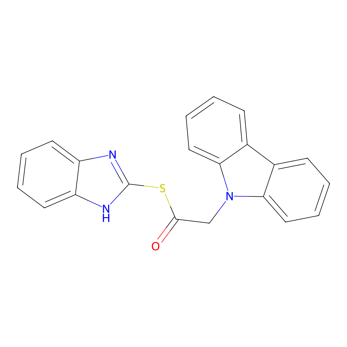 S-1H-benzimidazol-2-yl 9H-carbazol-9-ylethanethioate molecular structure, CAS 374550-66-0