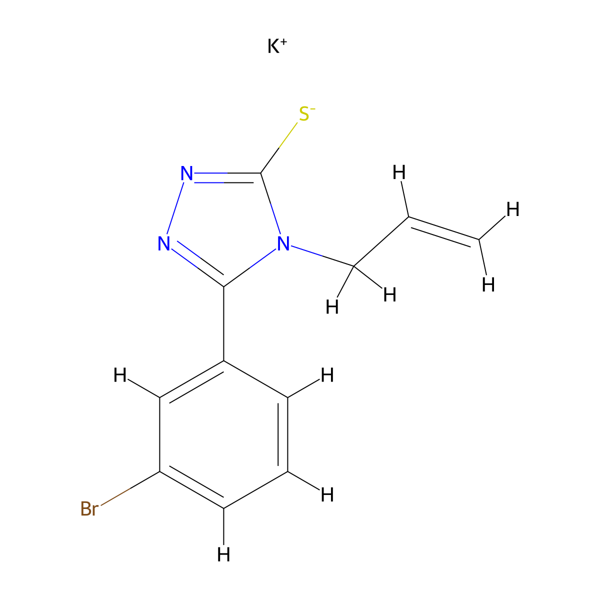 Potassium 5-(3-bromophenyl)-4-prop-2-enyl-1,2,4-triazole-3-thiolate molecular structure, CAS 374552-15-5